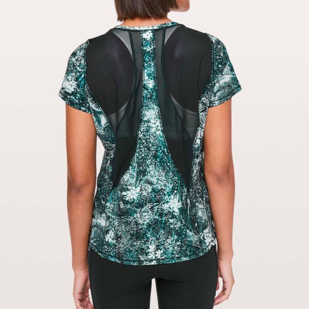 lululemon athletica Green Marble Mesh-Back Short Sleeve Tee